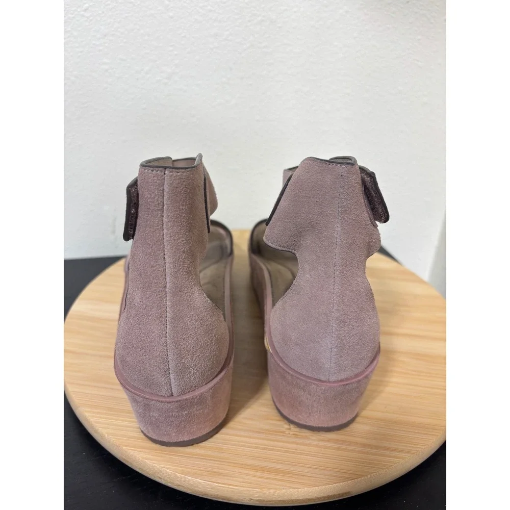 Naked Feet‎ Platform Sandals 8.5M Renzi Pecan Suede Ankle Strap 19F961 Pink